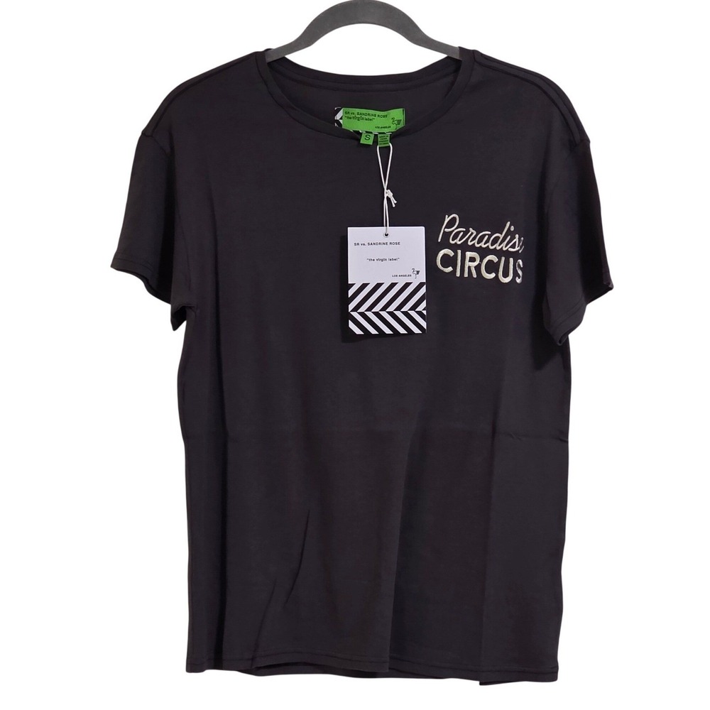 Sandrine Rose T-Shirt Women's Small Charcoal Paradise Circus Graphic Tee New